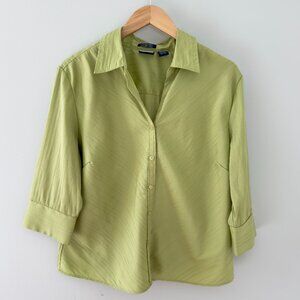 DCC Missy Green Button Up 3/4‎ Sleeve Blouse
